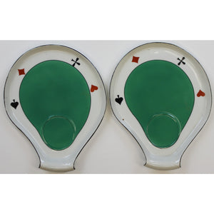 Pair of Kidney Shaped Playing Card Porcelain Dishes