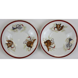 Pair of English FoxHead Hunting Scenes' Saucers