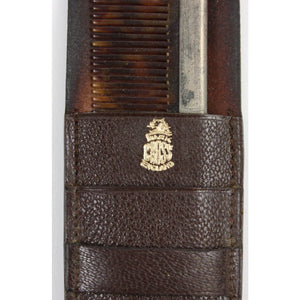 Mark Cross England "HCH" Leather Case w/ Tortoise Comb & Sterling File