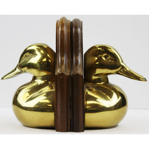 Pair of Brass Mallard Duck Head Bookends