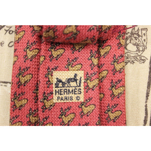 Hermes of Paris Twill Silk Stag Print Tie