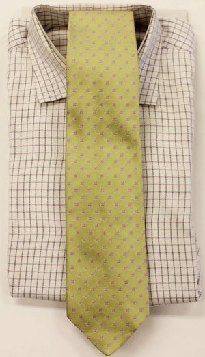 Paul Stuart Celedon Green w/ Pink Sqs Twill Tie