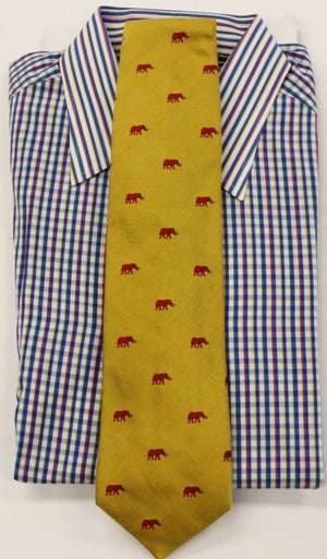 Paul Stuart Red Elephants on Yellow Twill Tie