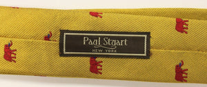 Paul Stuart Red Elephants on Yellow Twill Tie