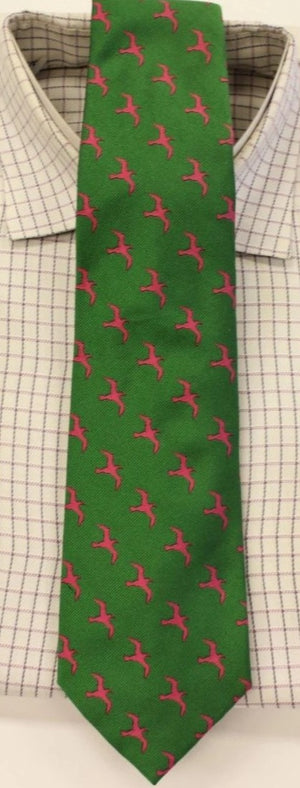 Polo RL Pink 'Seagull' Print on Kelly Green Twill Tie