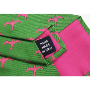 Polo RL Pink 'Seagull' Print on Kelly Green Twill Tie