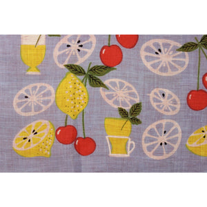 Cherries & Lemons on Powder Blue Linen Pocket Square