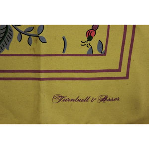 "Turnbull & Asser Pistachio Birds/ Butterflies of Paradise Silk Pocket Square"