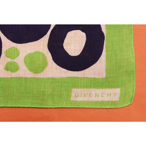 Givenchy Abstract Lime & Navy Print Linen Pocket Square