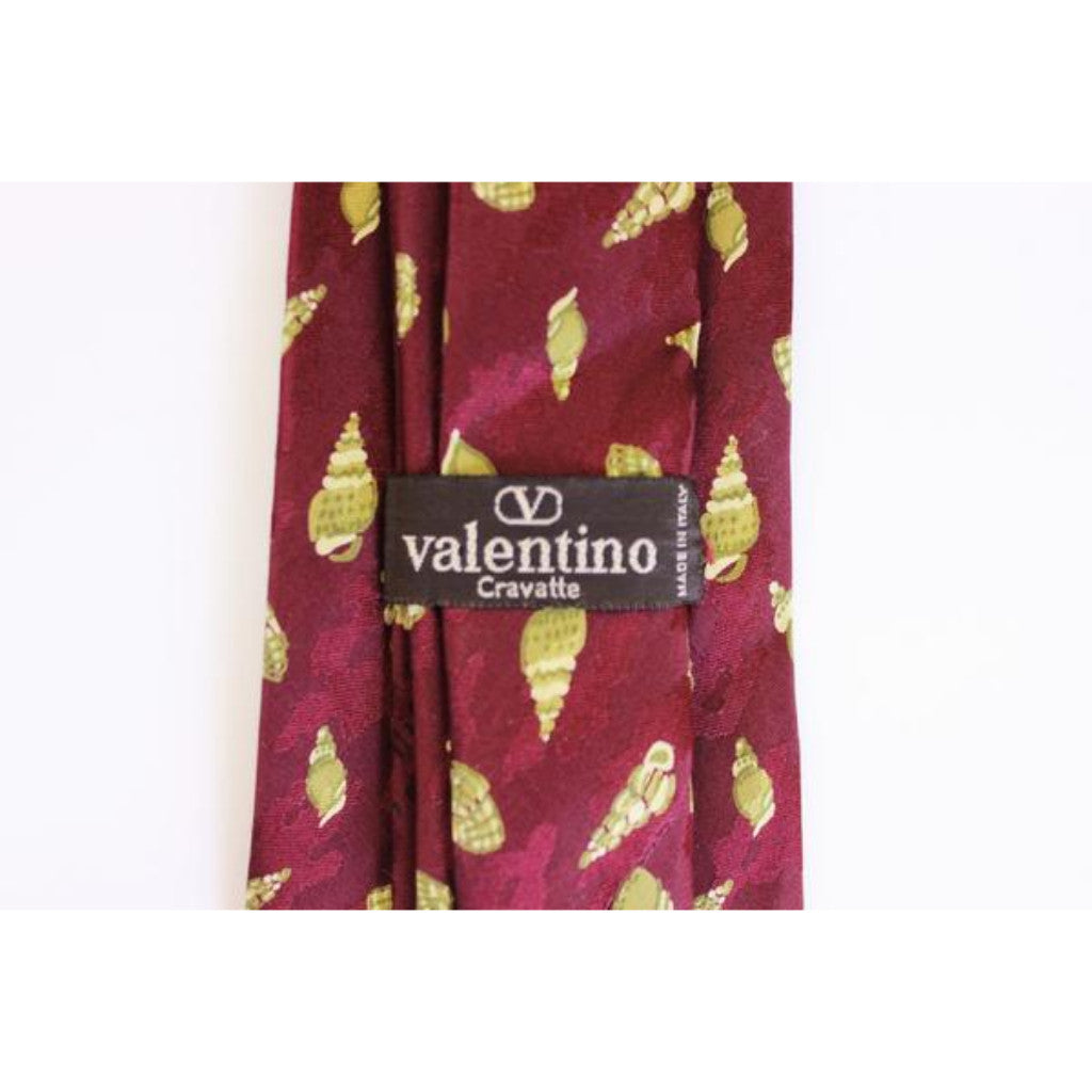 Valentino Burgundy Shell Print Silk Tie