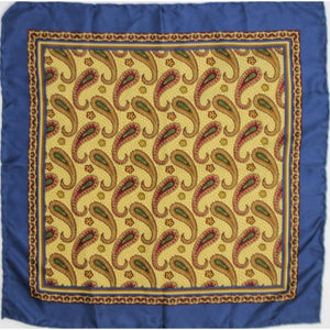 "Bergdorf Goodman Silk Paisley 'Tile' Motif Silk Pocket 18"Sq Made in England"