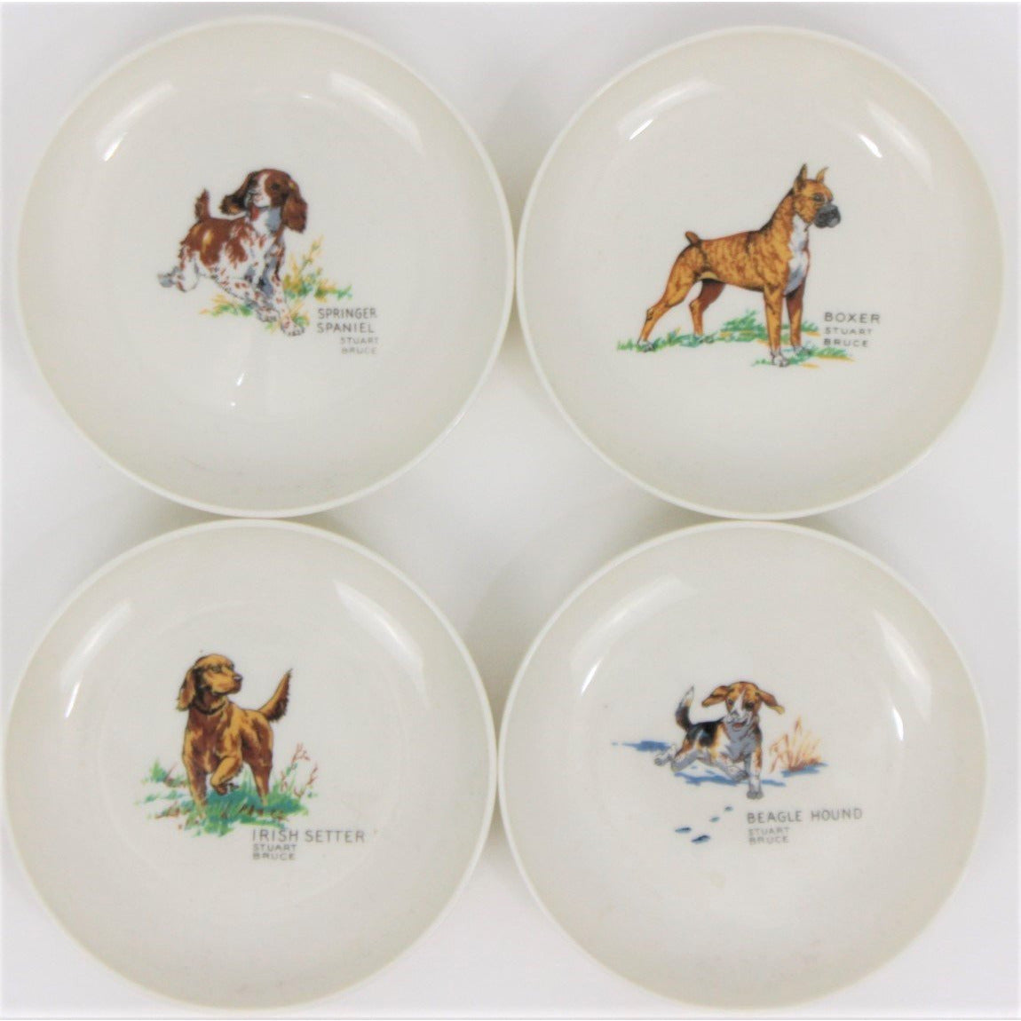 Syracuse Chine Sporting Dog 4 Dishes