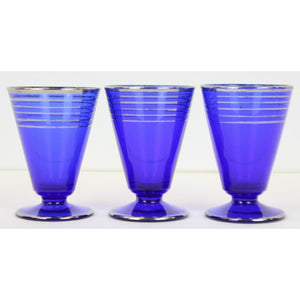 Set of 3 El Morocco Blue Sherry Glasses