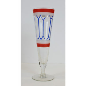 Pair of Old-Fashioned & 4 Pilsner Red/ White & Blue Glasses