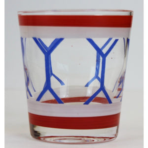 Pair of Old-Fashioned & 4 Pilsner Red/ White & Blue Glasses