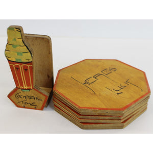 Set of 6 Wooden Stacking Octagonal Cocktail Time Ray Reen Coasters