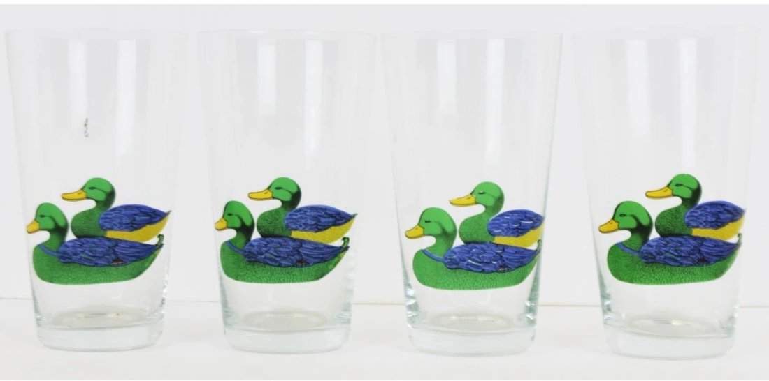 Set of 4 Mallard Duck Glasses