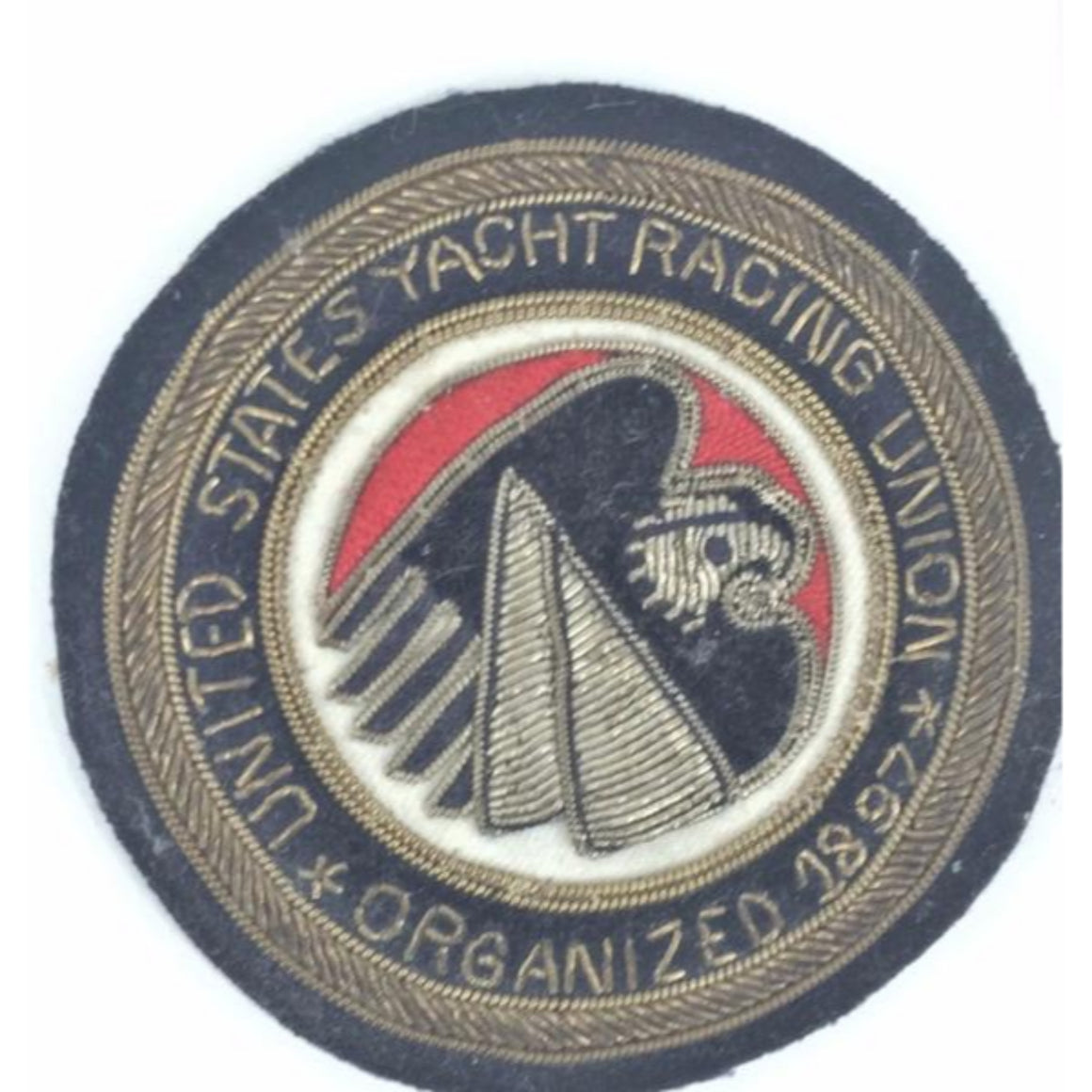 "United States Yacht Racing Union Organized 1897 Bullion Blazer Badge"
