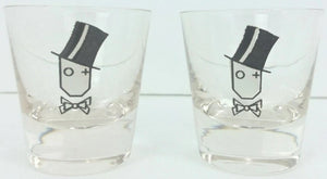 Y Monogram Topper Glass Ice Bowl & Pair of Shot Glasses c1930s