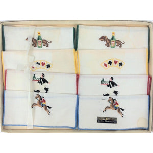Boxed Set of 8 Tri-Fold Linen Steeplechase Cocktail Napkins