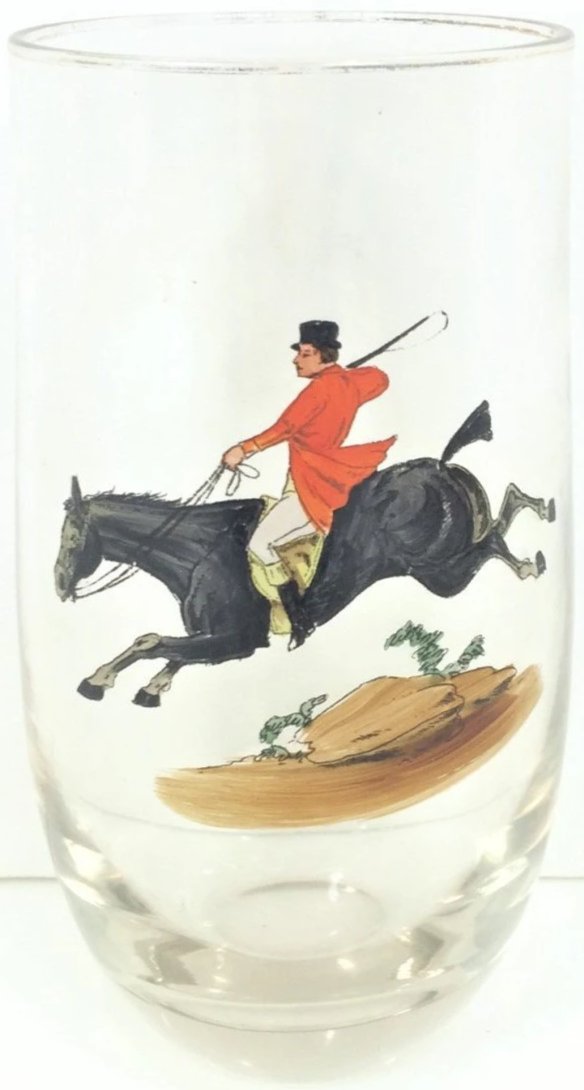 Hand-painted Huntsman Roly Poly Glass