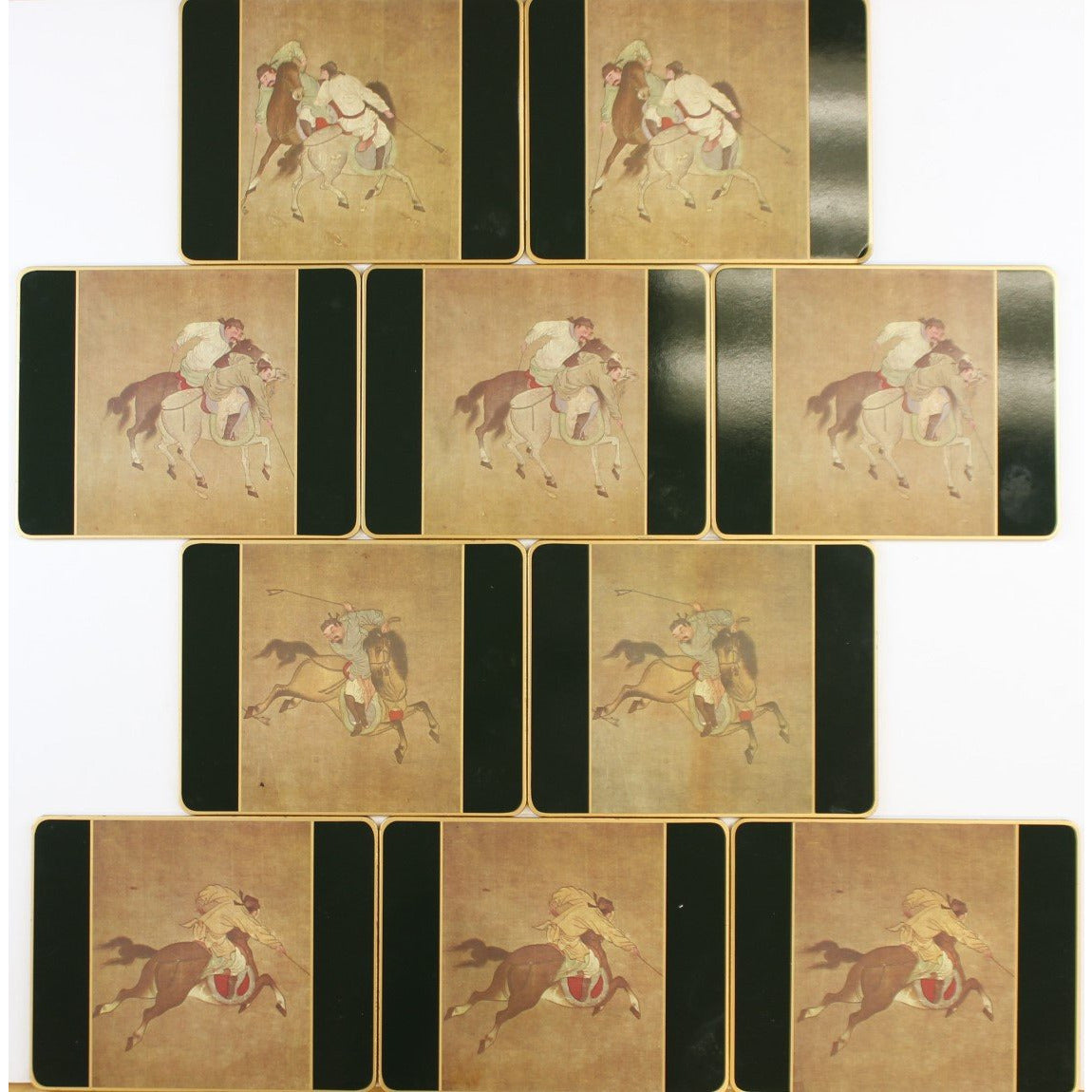 Set of 10 Chinese Polo English Plate Coasters