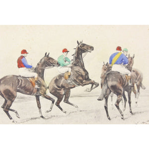 4 Racehorses Hand-Coloured Plate by George Wright
