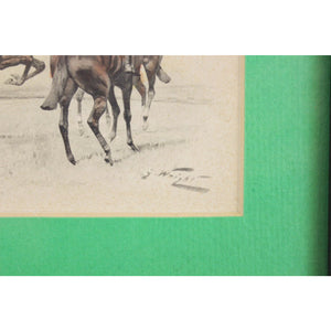 4 Racehorses Hand-Coloured Plate by George Wright