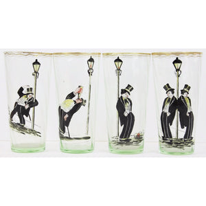 Set of 4 Hand-Painted Highball Topper Glasses