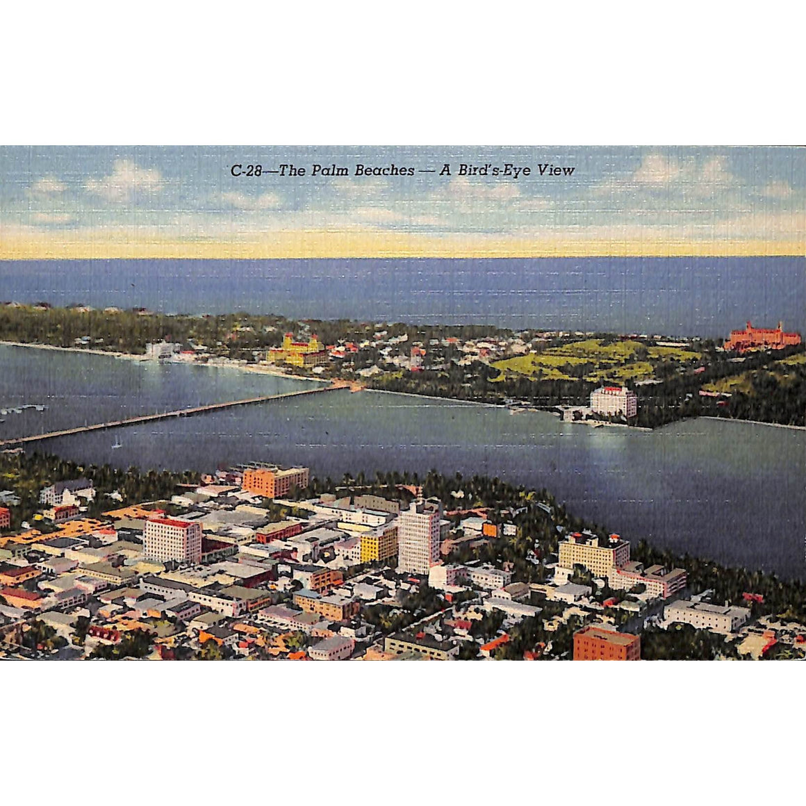 The Palm Beaches- A Bird's-Eye View" Post Card