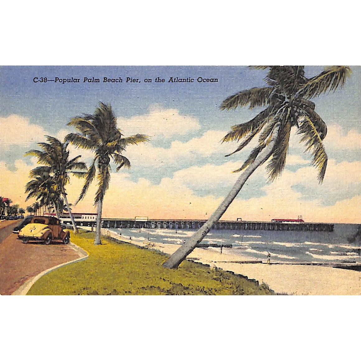 Popular Palm Beach Pier, on the Atlantic Ocean Post Card