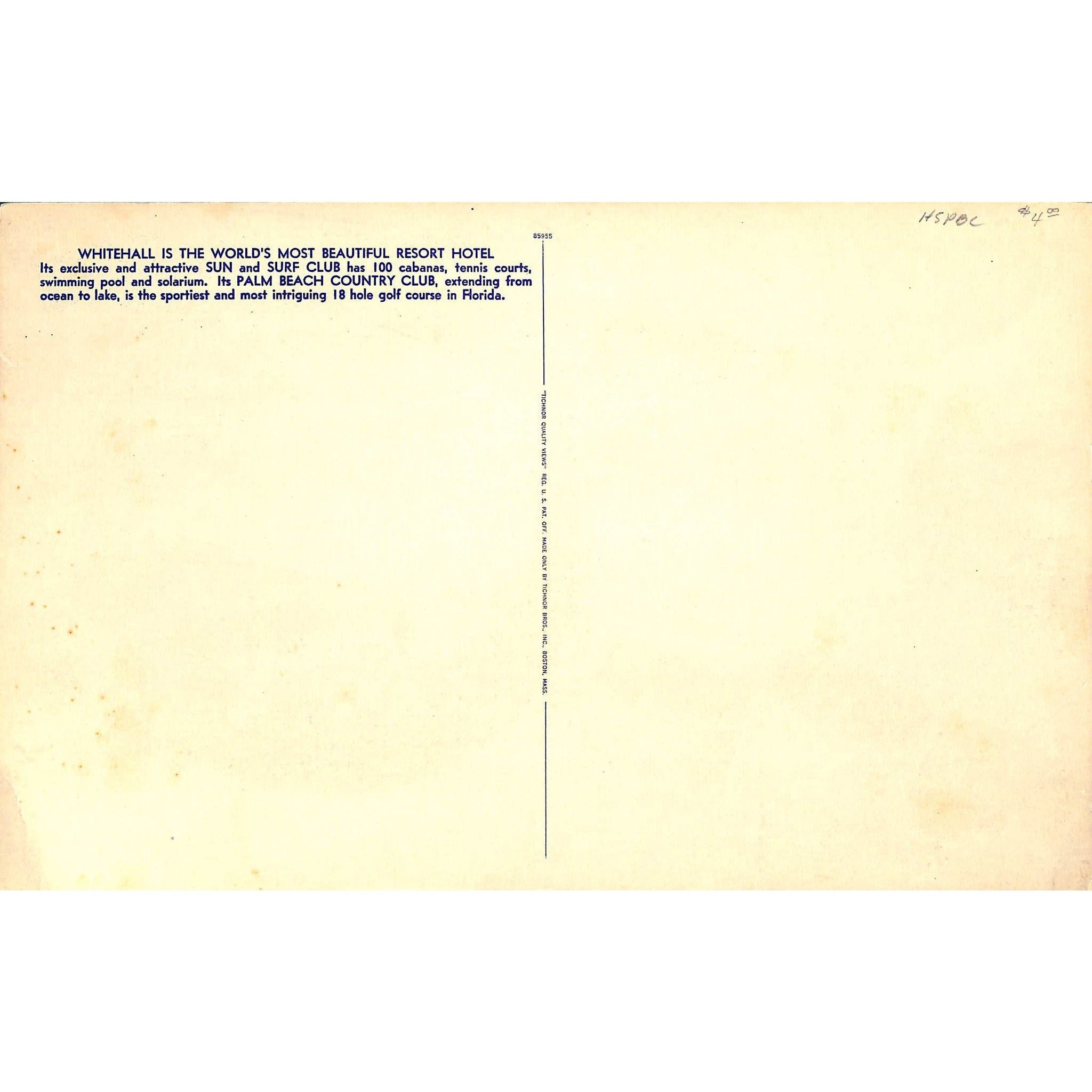 Whitehall Palm Beach, Fla. Post Cards