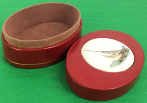 Enamel Sailboat Cufflink Leather Oval Box