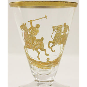 Set of 4 Gold Polo Player Sherry Glasses