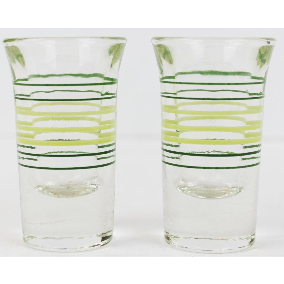 Pair of Deco Green Stripe Shot Glasses