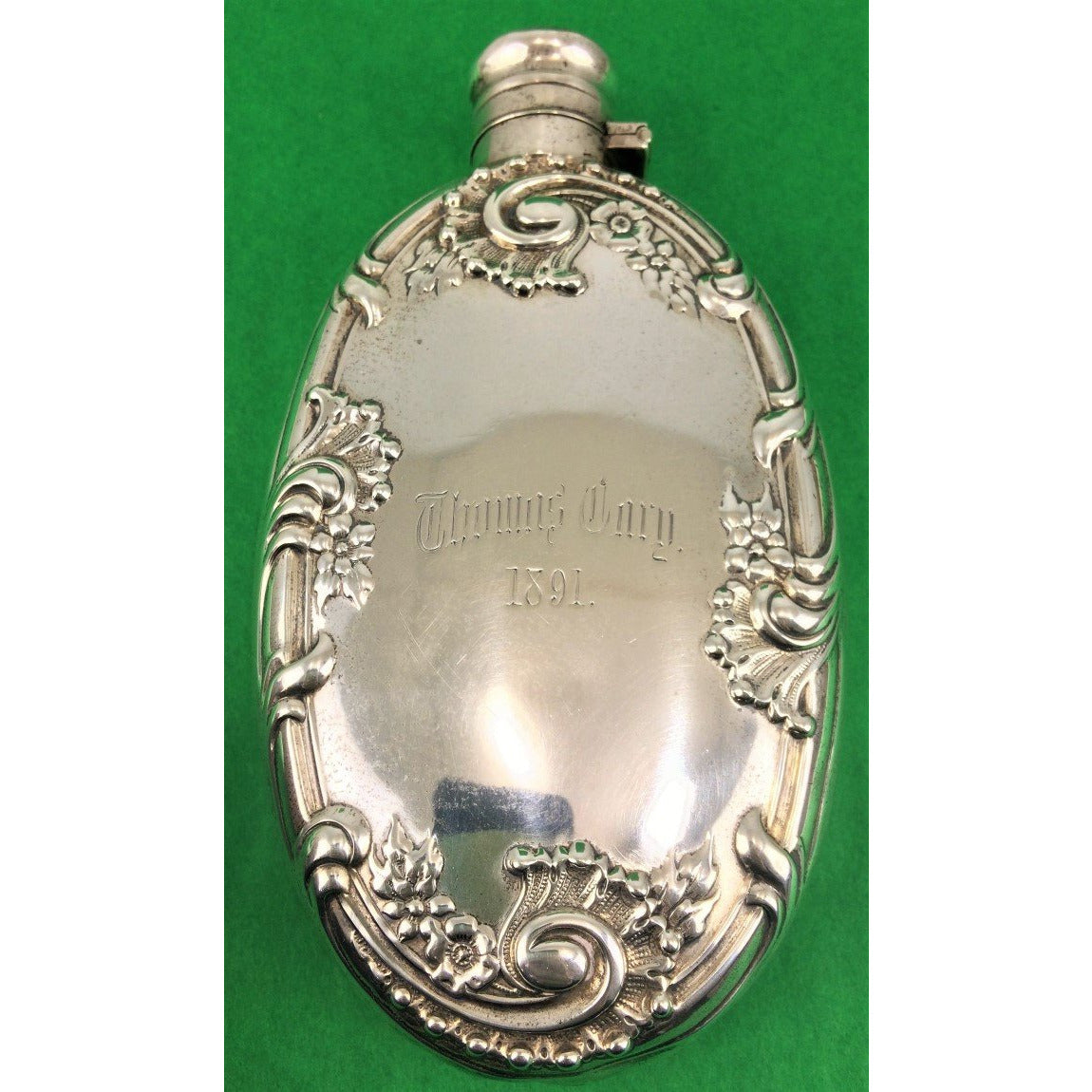 Ornate Sterling 1891 Flask