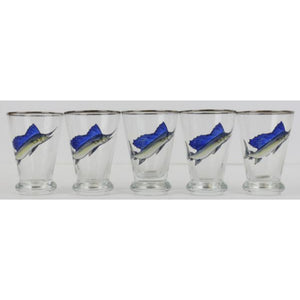 Set x 9 Swordfish Barware Set w/ Pitcher/ Shaker/ 5 Shot Glasses & 2 Cups