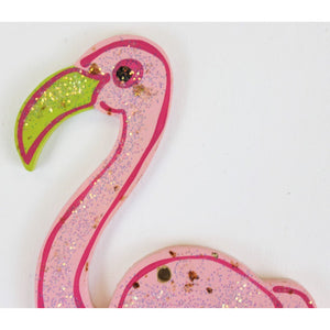 Wood Pink Flamingo 'Sparkles' Ornament"