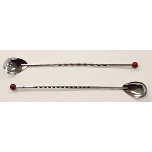 Pair of Chrome Cocktail Stirrers w/ Cherry Tips