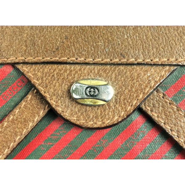 Gucci Red/ Green Stripe Travel Dopp Kit w/ Leather Trim