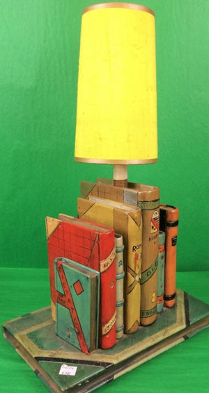 7 Faux Books Lamp w/ Yellow Shade