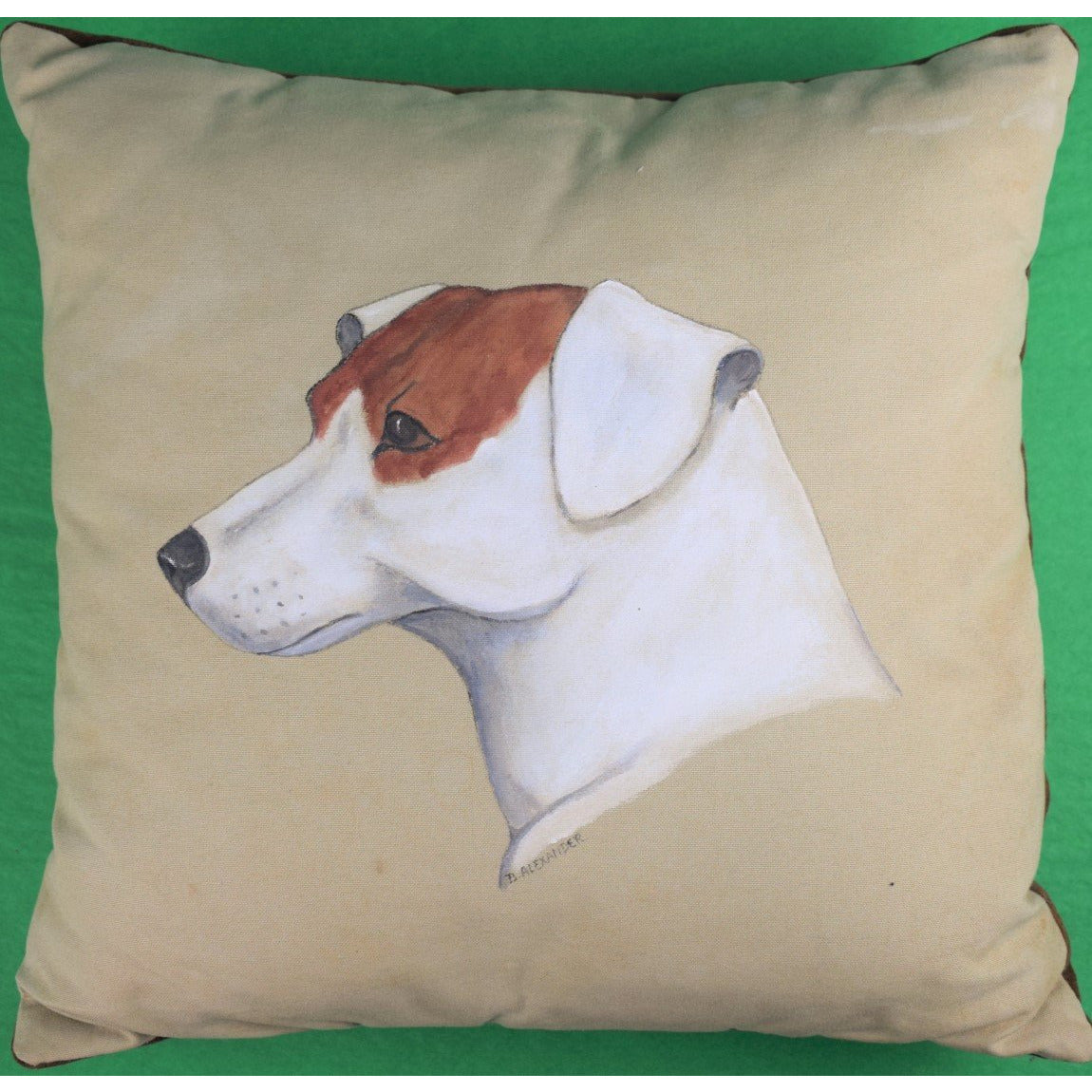 Hand-Painted Canvas Jack Russell Pillow