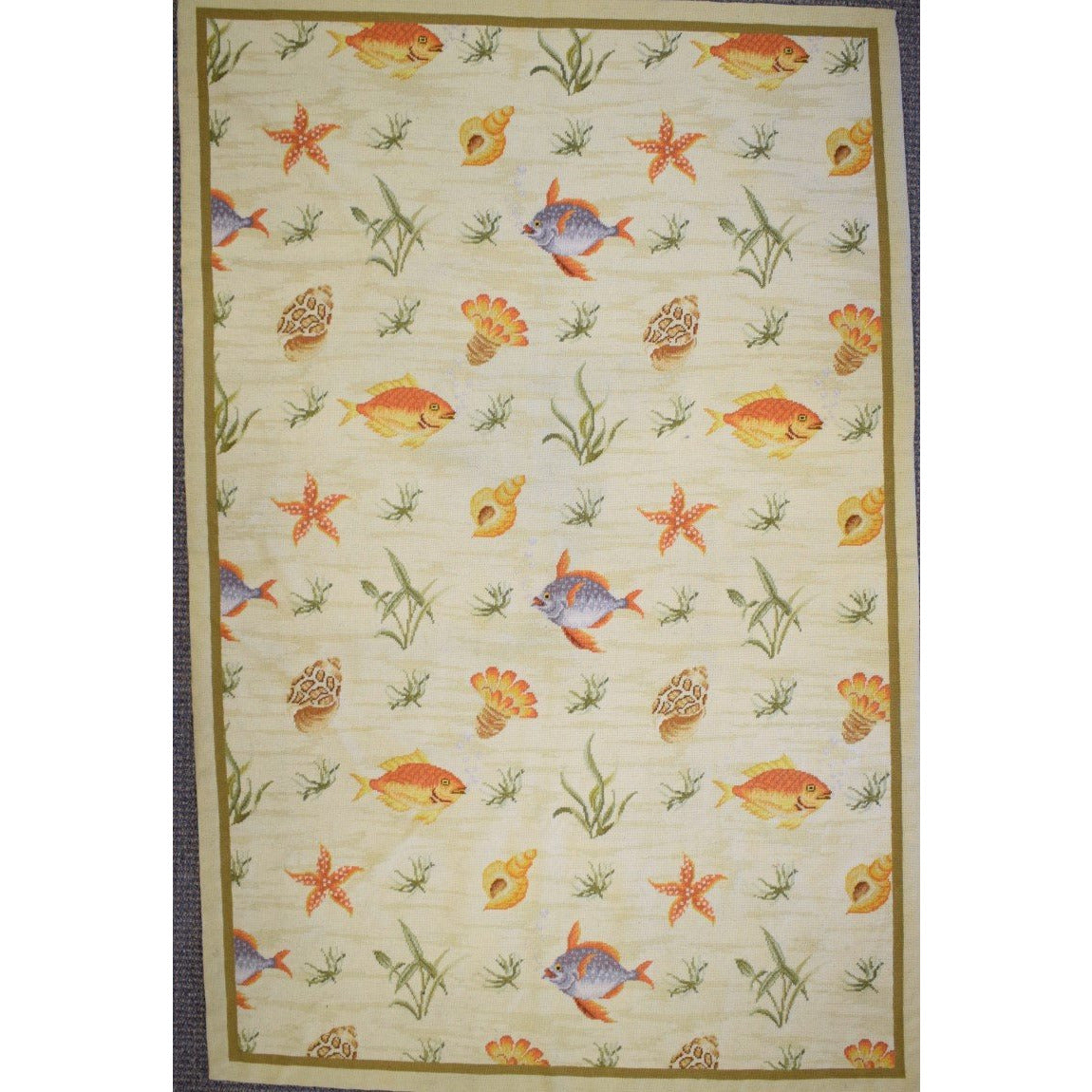 Tropical Fish Petit Point Area Rug