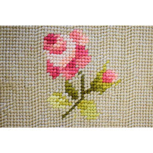 Custom Twin-Panel Floral Needlepoint Area Rug