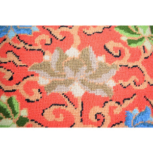Pair of Coral Floral Needlepoint Pillows