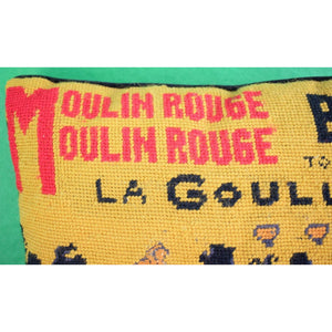 Pair of La Goulue Moulin Rouge Needlepoint Pillows