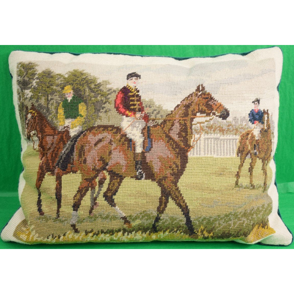 English Jockeys Needlepoint Pillow
