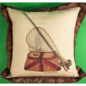 'Orvis Fly-Fishing: Creel/ Fly Rod & Net Hand-Painted 2015 Pillow'