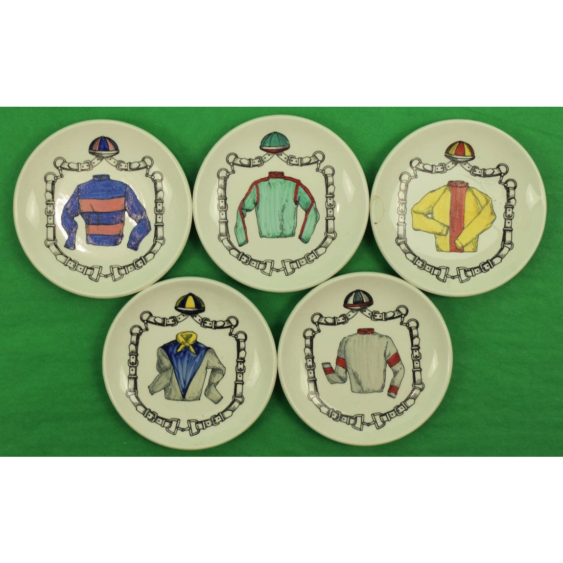 Set of 5 Jockey Ceramic Coasters by Galbiati Milano