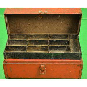 "Hand-Painted Northern Pike Fish 'Decoys' Metal Cantilevered c1957 Tackle Box"